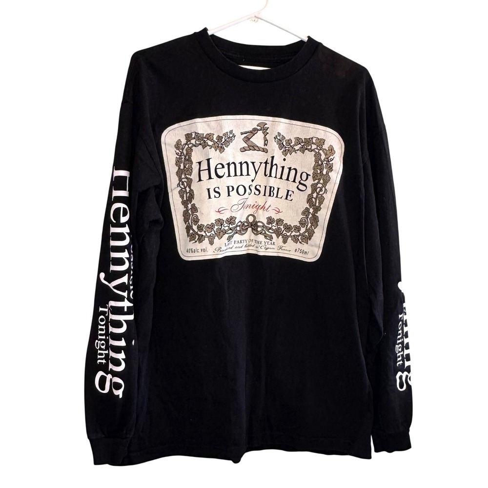 Fashion Nova Mens Hennything Is Possible Graphic Long Sleeve Tee Black Large